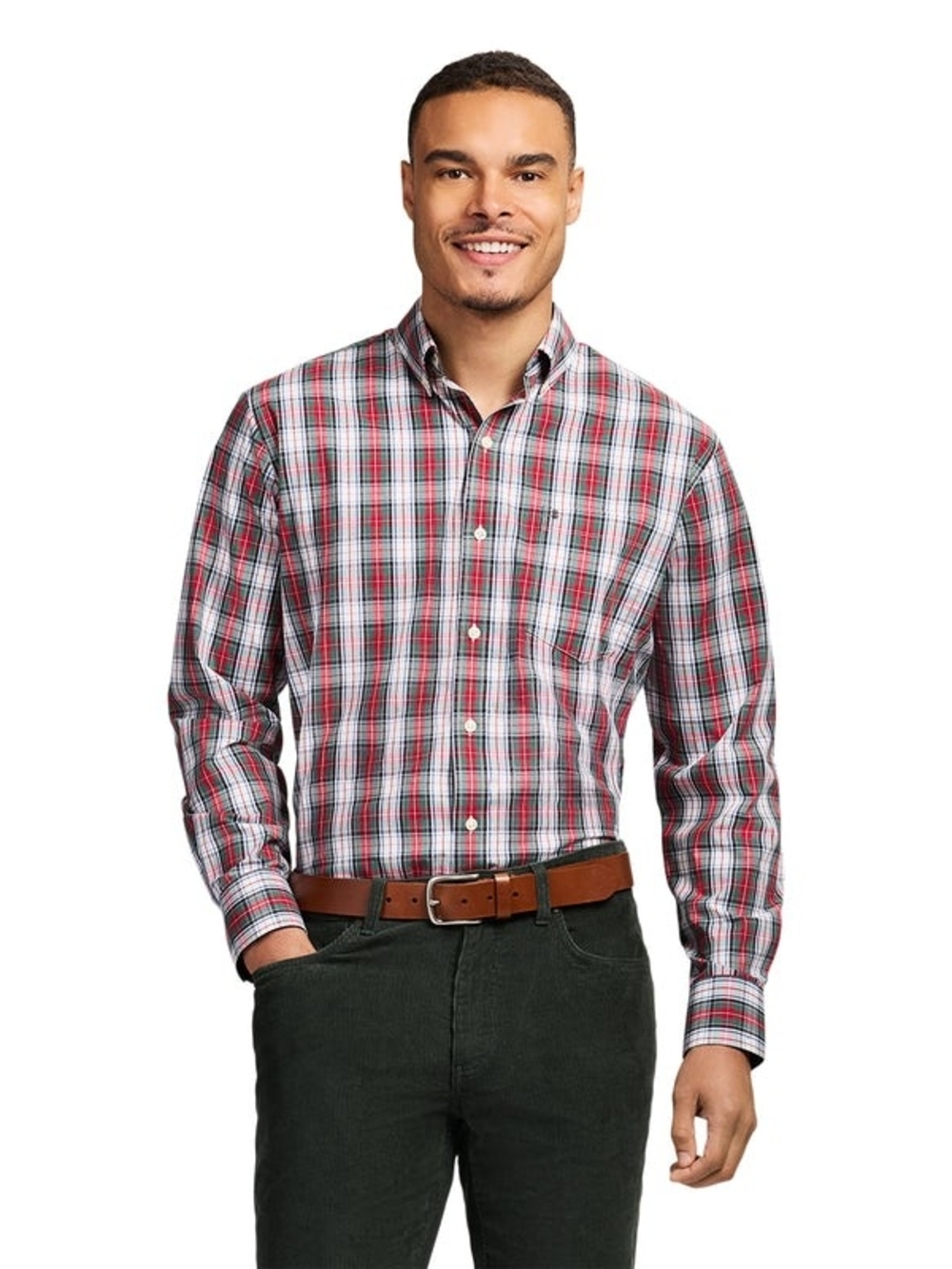 Vermont Country Store Men's Red Plaid Flannel Button-Down Shirt